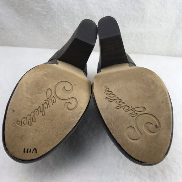 Seychelles Women's Ankle Boots Black Brown Distressed Zip Buckle 3.8" Heel Sz 7 - Picture 13 of 16